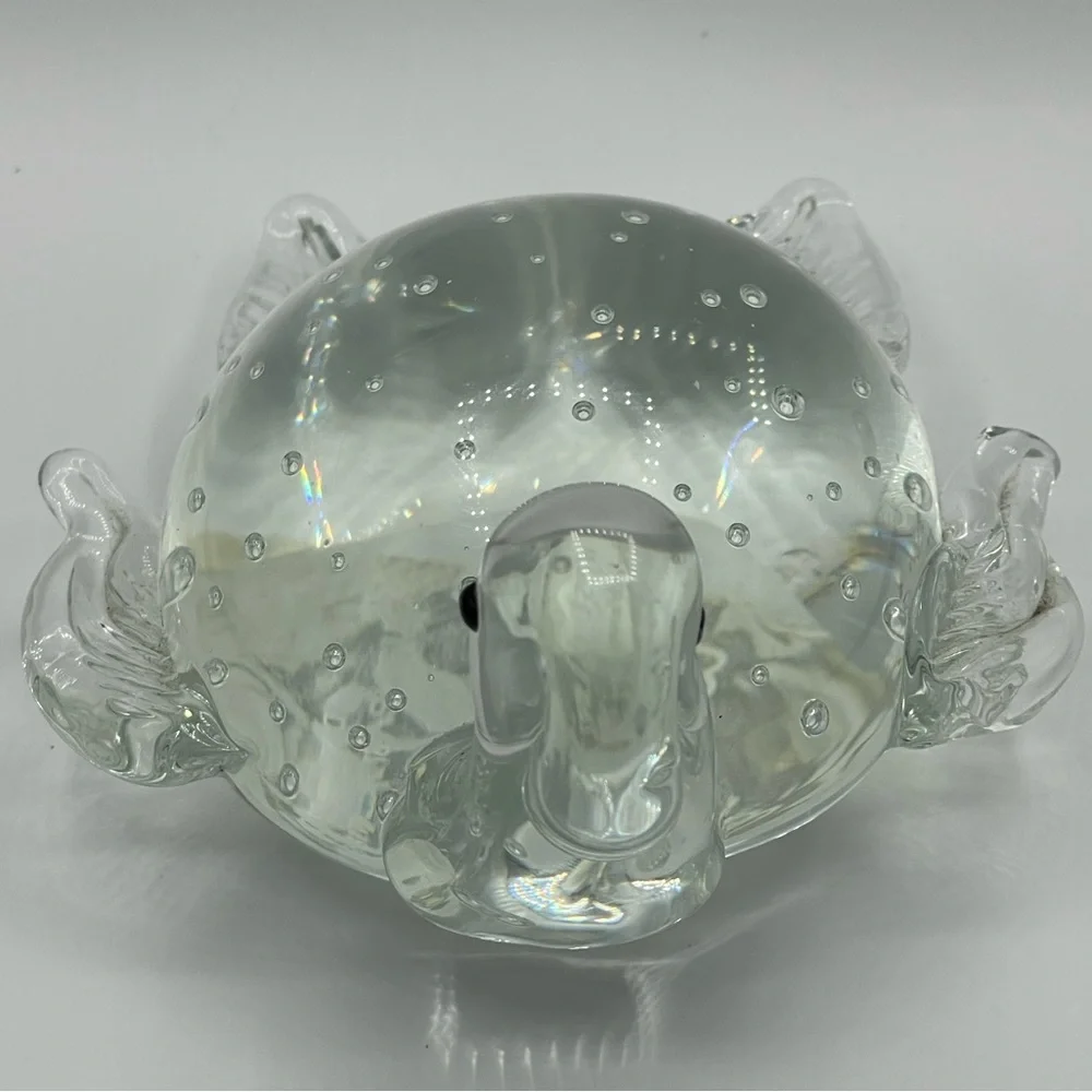 West Elm: Hand Blown Sea Turtle Clear Glass Paperweight with Bullicante Bubbles
